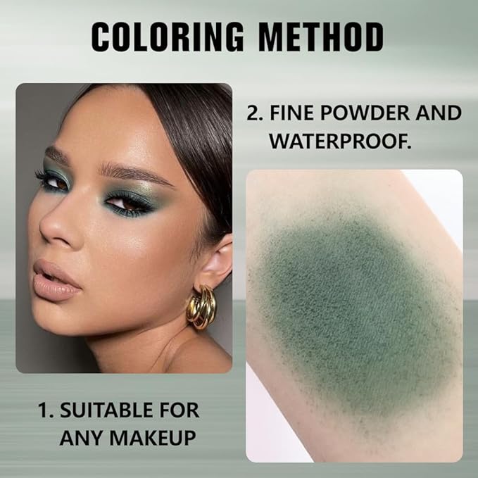 Matte Singe Eye Shadow Palette Makeup, Matte Forest Green Monochrome Eyeshadow For Old Women, Mini Singe Pressed Pigmented Waterproof Sombras Para Ojos, Vegan, Talc, Paraben&Cruelty Free, 16