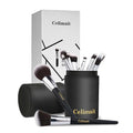 Makeup Brushes Set 12 Piece Professional & Beginner Friendly, Soft Synthetic Bristles for Face Eyeshadow Blending, Easy to Clean Travel Ready with Case, Ergonomic Wooden Handle (Dark Black)
