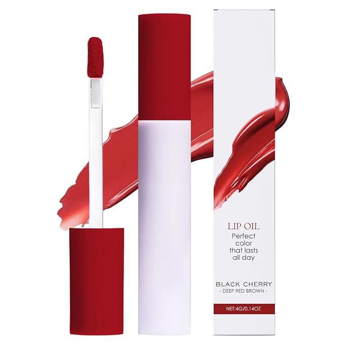 Lips Staining Lip Oil, 2025 Upgrade Lips Staining Long-Lasting Moisturizing Lip Oil Both an Oil and a Stain, Dynamic Finish Lip Tint Lips Oil Glossy Creamy Texture for Girl and Women (BLACK CHERRY)