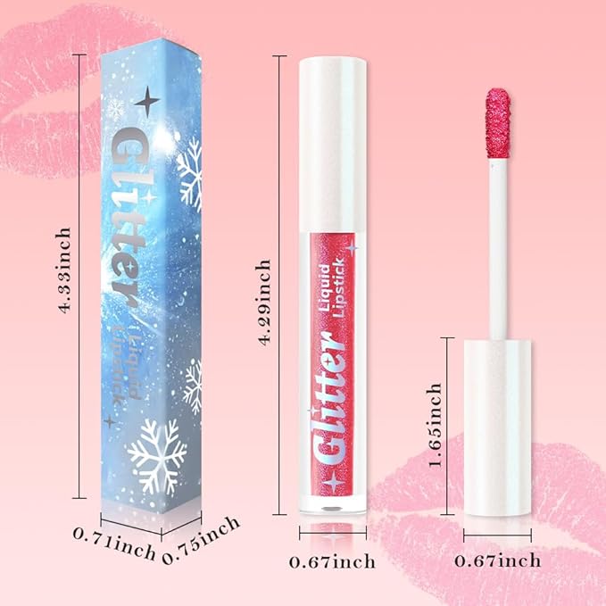 AMY'S DIARY Glitter Liquid Lipstick, Shimmer Metallic Lip Gloss, Long-Lasting Waterproof Lip Color, High Shine Sparkle Makeup,Lip makeup for woman (Fuchsia Shine 4#)