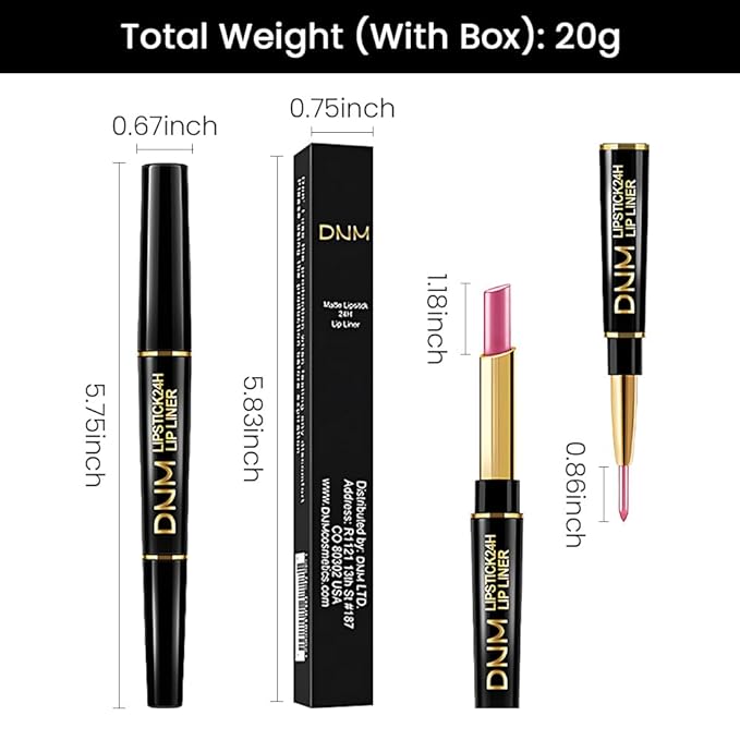 evpct 1Pcs Rose Pink Metallic Shine Shimmer Lip Liner and Lipstick Combo Set Kit for Women, Lightweight Hydrating Formula High Impact Full Coverage Lipstick and Lip Liner Makeup Stains Gloss, 21#
