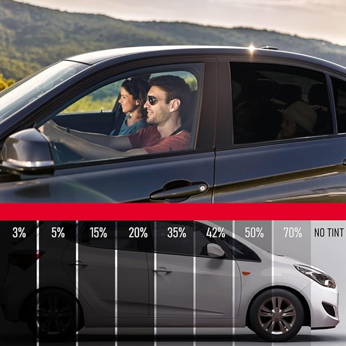 United Window Tint Universal Black 5% VLT 20" in x 100'Ft Standard Dyed 1Ply Film Black Color - Privacy Window Tint for Car, Home, Blocks UV/IR Rays, Reduce Heat & Glare - Adhesive Window Film