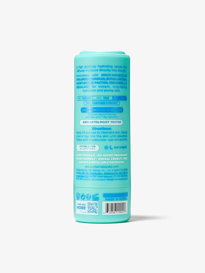 Vitamasques Hydrate & Plump Hydrating Face Serum - Lightweight Intense Hydrating Serum - 1.01 Fl Oz