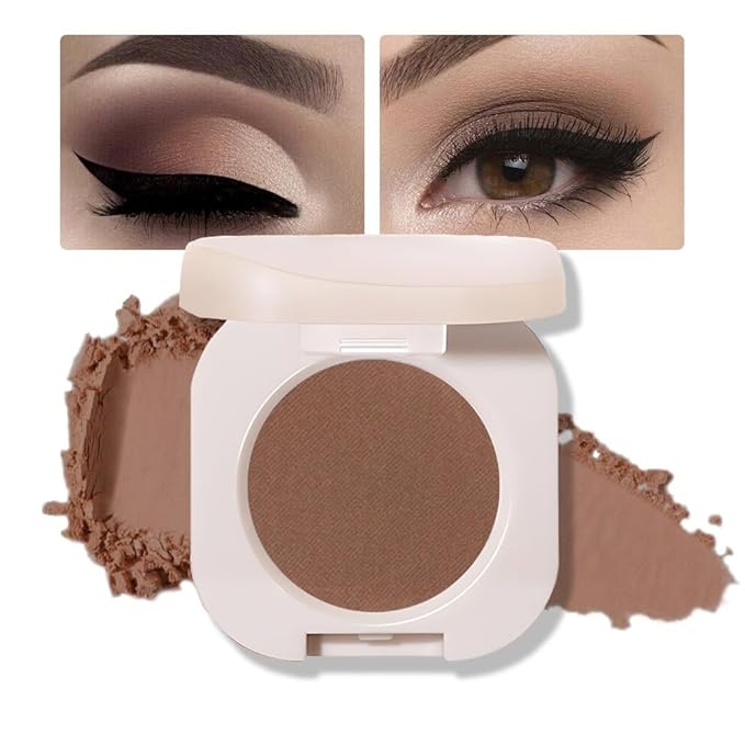 Matte Single Eyeshadow Palette Makeup for Green Blue Eyes, Dark Brown Matte Eyeshadow For Women, Holographic Multichrome Cream Iridescent Single Monochrome Eye Shadow Makeup
