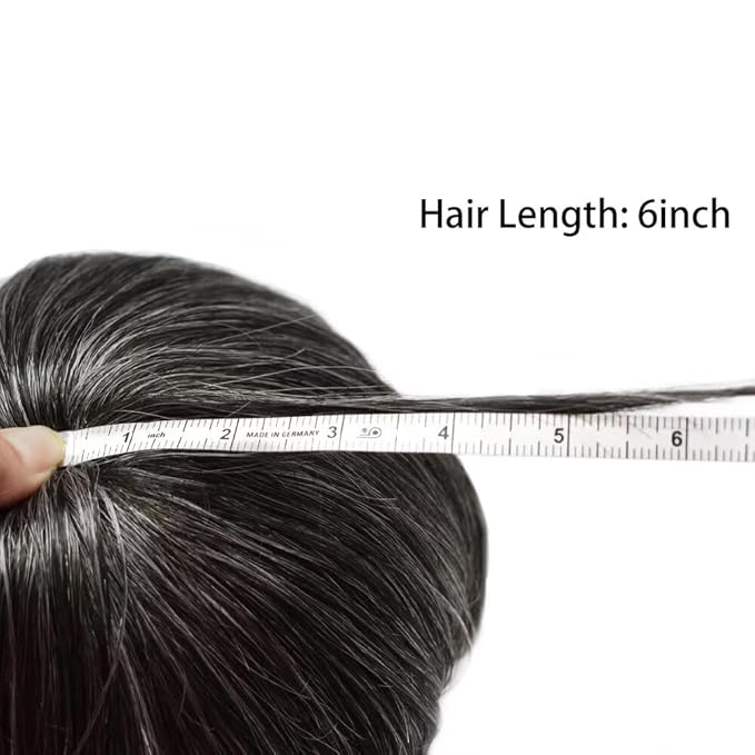 FACE MIRACLE Toupee for Men French Lace Hairpiece Human Hair Replacement System Skin PU Mens Toupee V-Looped Front Hair Piece 6X9#1B40 1B# OFF BLACK WITH 40% SYNTHETIC GREY-80% Light Density