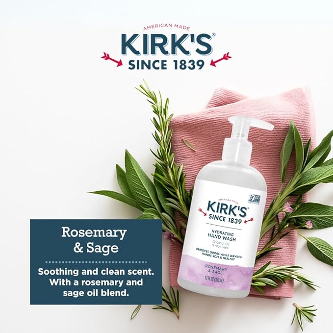 Kirk's Hydrating Hand Wash - Made with Coconut Oil and Aloe Vera, With Odor Neutralizing Technology To Help Eliminate Odors, Non-GMO, Vegan, Variety Pack, 12 Fl Oz. 4 pack