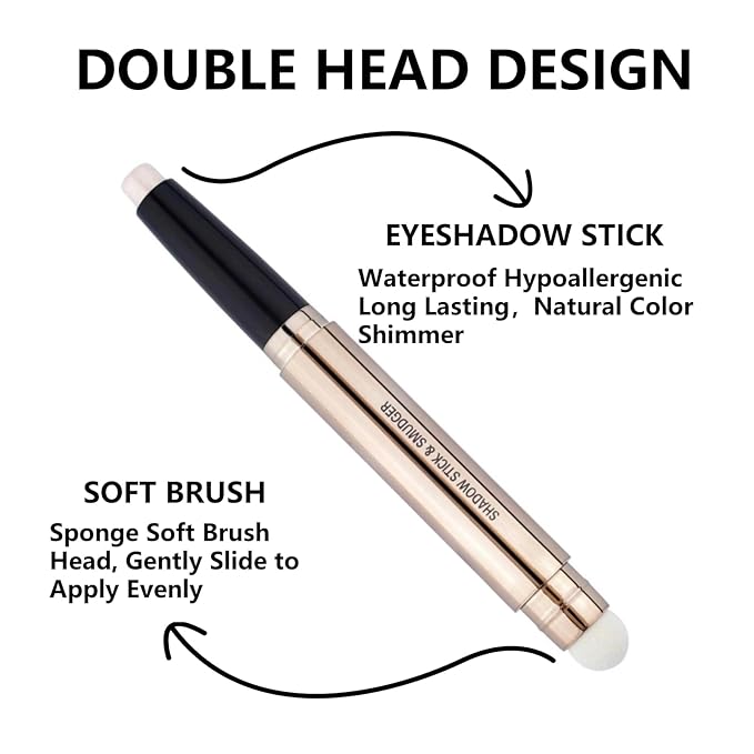 Champagne Eyeshadow Stick Makeup, Long-Lasting Waterproof Eye Shadow Pencil, Hypoallergenic Smudge-Proof Glitter Primer Palette Shimmer Eyeliner, Easy to Blend Eye Make Up
