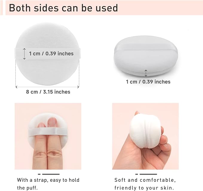 4 Pieces Cotton Powder Puff, Soft Makeup Puff for Loose Powder Foundation, Face Puff Pads Body Cosmetic Foundation (White, 3.15 Inch)