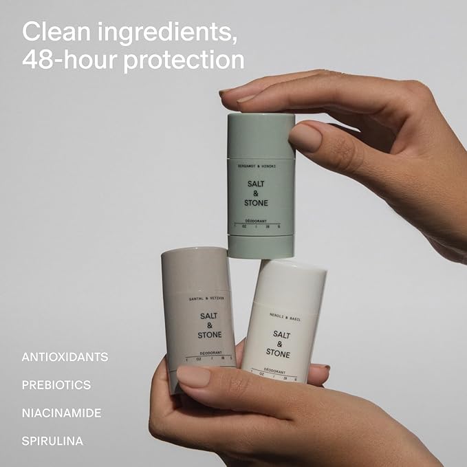 SALT & STONE Aluminum Free Deodorant | Extra Strength 48 Hour Protection for Women & Men | Made with Seaweed Extracts, Shea Butter & Prebiotics (Mini Deodorant Discovery Set)