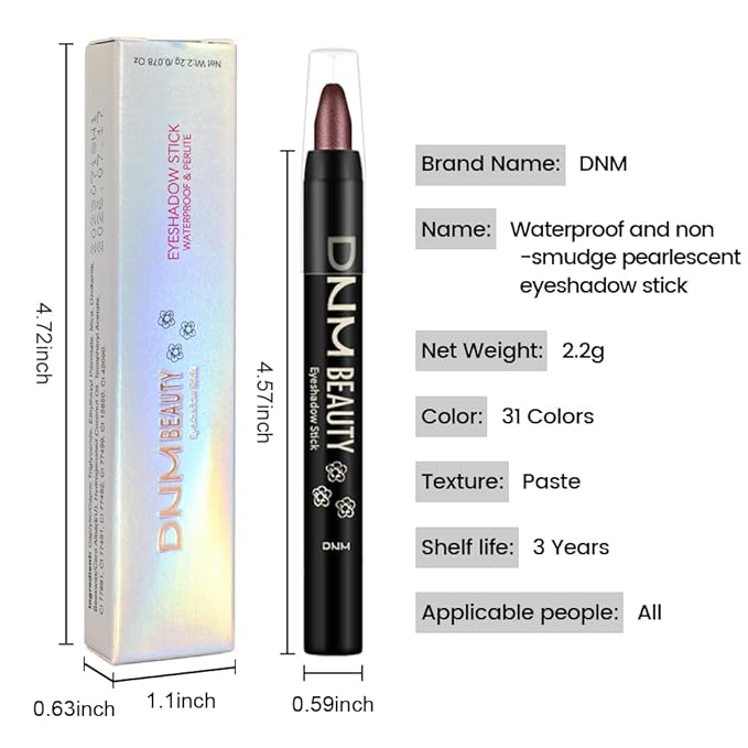Dark Brown Shimmer Cream Eye Shadow Stick Makeup for Women, Brown Shimmer Eyeliner Pencil Eyeshadow Brightener Stick for Eyes, Waterproof Eyeshadow Applicator Blendable sombras para ojos 76#