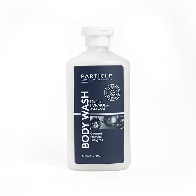 Particle Men’s Body Wash, Daily Skin Care for Men with Dead Sea Minerals, Hydrating Moisturizing Shower Gel and Cleanser for Men, All Skin Types, Fresh Citrus and Woody Scent, 13.52 FL OZ