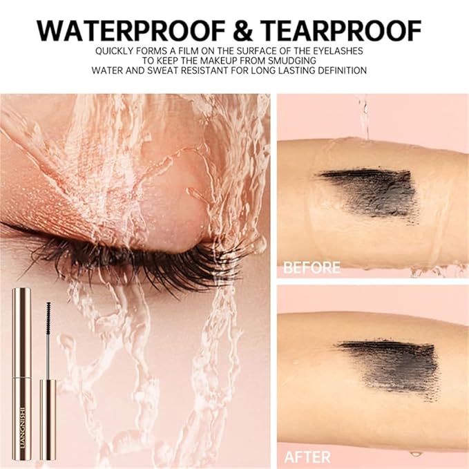 Ultra-Slim Brush Tubing Mascara for Mature Lashes – Waterproof Volume + Length for Fine Short Lower Lashes, Hypoallergenic Smudge-Proof Formula, Older Women Sensitive Eyes Friendly (Brown)