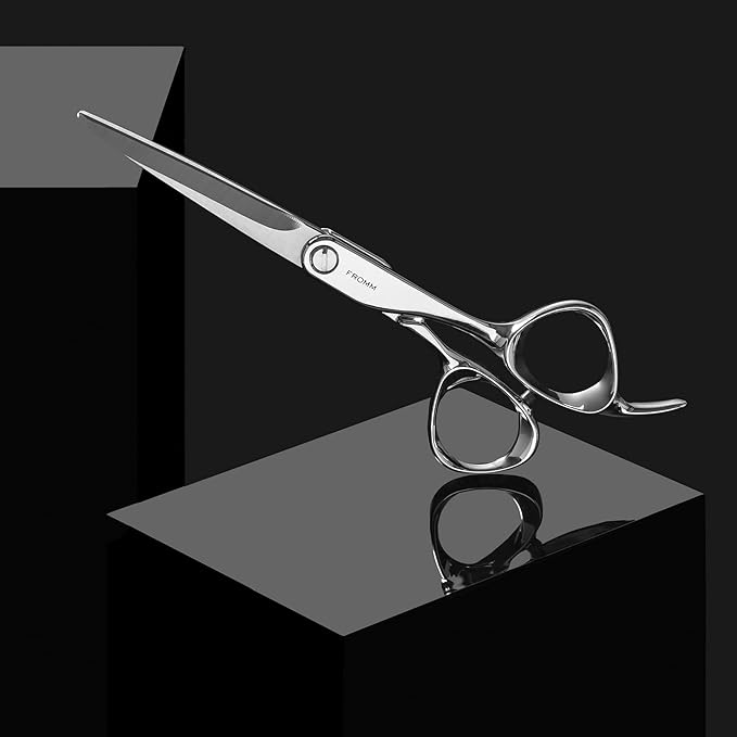 Fromm Professional Explore 5.75" Hair Cutting Shears for Wet and Dry Hair, Polished Silver Japanese Steel Scissors with Beveled Blade