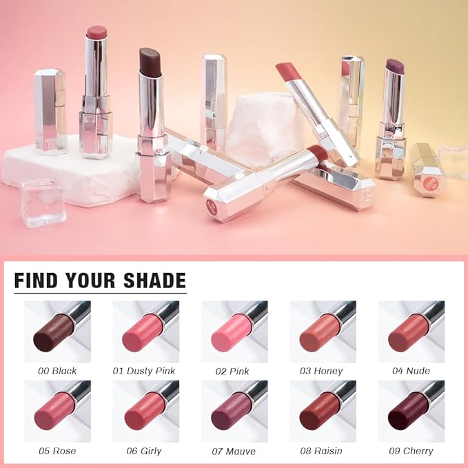 evpct Nude Brown Honey Lipstick Tinted Lip Balm, Sheer Hydrating Shine Tinted Lipstick for Women, Moisturizing Lip Color, Nourishing Tinted Lip Balm Plumper Gloss Stain, Glossy Shiny Finish, 08 Raisin