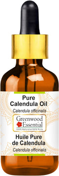 Greenwood Essential Calendula Oil (Calendula officinalis) with Glass Dropper | Infused | Pure | Non-Sticky | Lightweight | Mild Formula | For Daily Skincare | Unisex | All Skin Types | 30ml (1 oz)