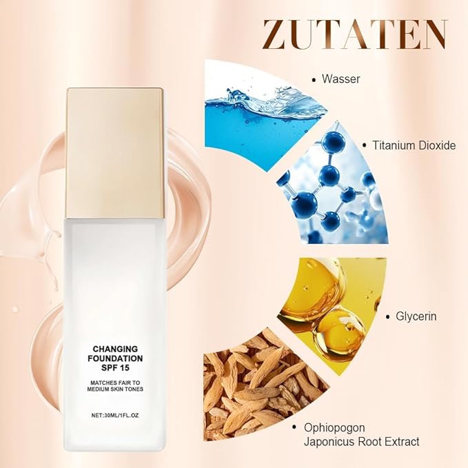 Color Changing Foundation for Mature Skin, Hydrating and Lightweight Liquid Foundations, Tone Suitable for All Skin Types (3 pcs)