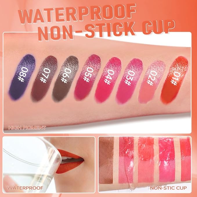 2Pcs Peel Off Lip Gloss Tattoo and Lip Oil 2-in-1, Lip Stain Peel Off Masque - Peel Off Lip Tint ,Long Lasting Waterproof Transfer-proof Lip Mask Lip Gloss Peel Off Lip Liner,Stay Lip Makeup #05+#07