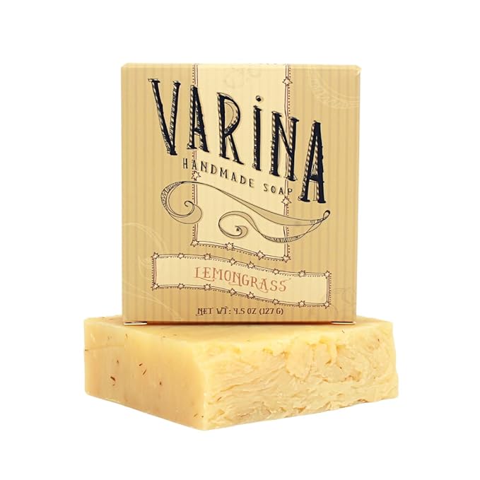 Organic Lemongrass Bar Soap - Gentle Cleansing for Sensitive Skin, Herbal and Mint - 3 Pack