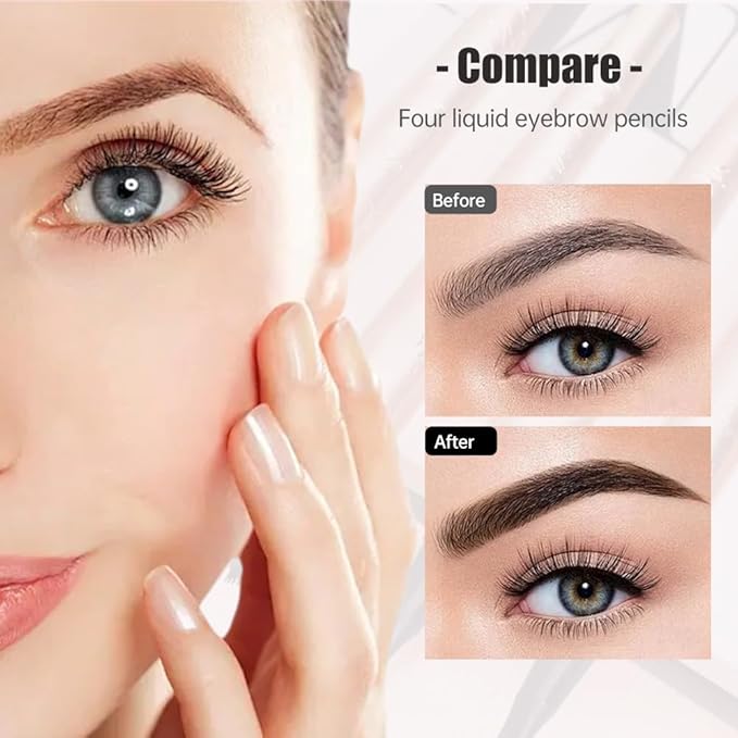 2025 Premium Microblading Eyebrow Pen, Waterproof Eyebrow Pencil, Eye Brow Pen with 4 Tip, Natural Magic Eyebrow Makeup Fine Stroke Contouring Pencil Long-Lasting Stay on All Day (Dark Brown)