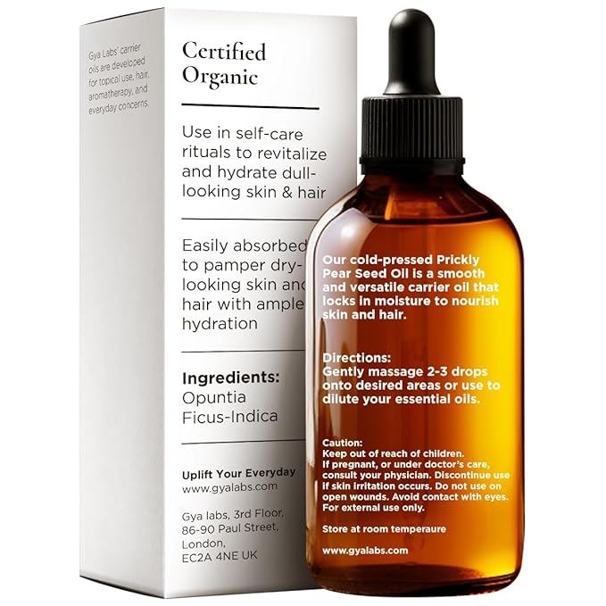 Gya Labs Prickly Pear Seed Carrier Oil - 1 Fl Oz - for Hair, Skin, Face, Scalp & Body Massage