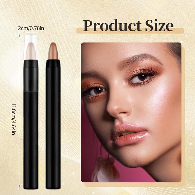 Eyeshadow Shimmer Stick, 16 Color Highlighter Eyeshadows Pencil Waterproof Glitter Eye Shadow Eyeliner Pen, Waterproof Eyeshadows Shimmer Stick Long Lasting Brightener Eyeshadow (01 White)