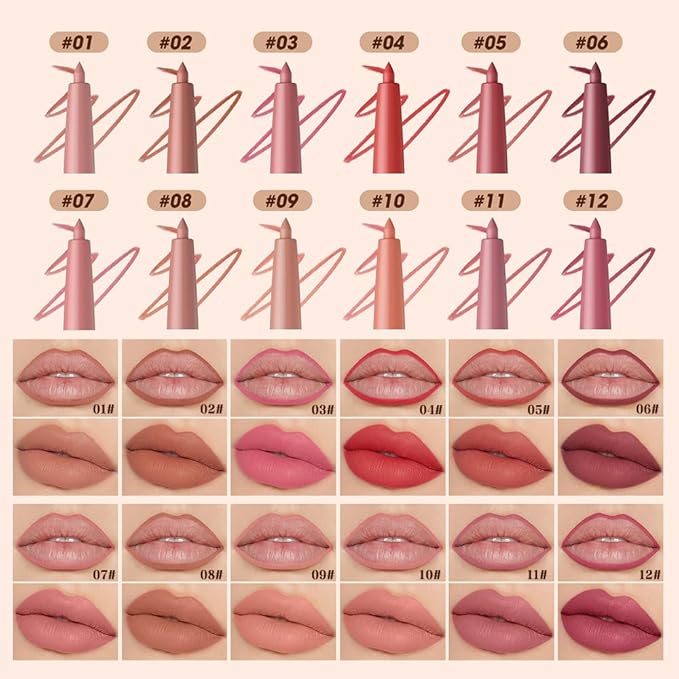 12 Colors Matte Lip Liner Pencil – Long Lasting Waterproof Lip Liner, Smudge Proof Transfer Proof Lip Pencil, High Pigment Lip Makeup for Defining & Filling Lips (09#, 1PCS)