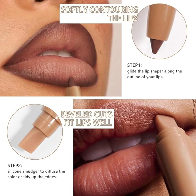 SUAKE Plump Matt Lipstick Lipliner Pencil Pack,Waterproof Crayon with Silicone Smudger for Define Contours & Sculpting Lip, Longwear Moisture Smooth Creamy Formula for Lip Makeup-09 Deep Black