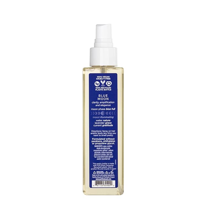 Pacifica Hair Perfume & Body Fragrance Spray Mist - Blue Moon with Lavender & Currant – Alcohol-Free, Vegan & Cruelty-Free, 6.5 oz