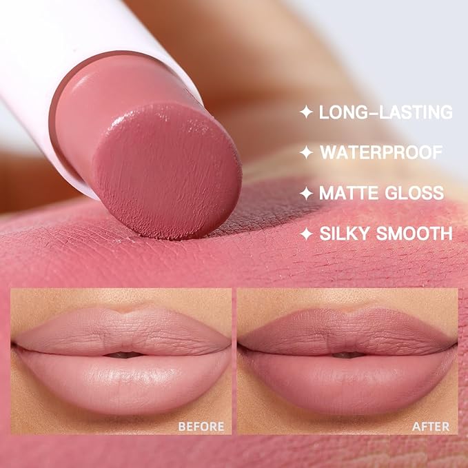 USHAS Lipstick and Lip Liner Combo Set 2 in 1 Waterproof Lipstick for Women Lip liner Set Long Lasting Lipstick, Matte Lipstick Pen with Lip Liner Set Makeup Kits (S7, Pack of 1)