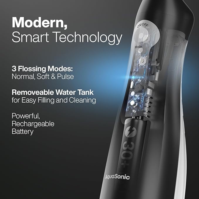 AquaSonic Aqua Flosser - Cordless Rechargeable Water Flosser for Teeth - Waterproof, Portable Oral Irrigator for Dental Cleaning with 5 Jet Tips – Braces Home Travel