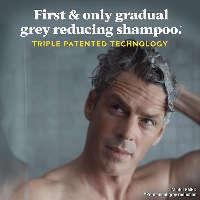 SHAMPOO Just for Men Control GX Grey Reducing for Lighter Shades of Hair, Blonde to Medium Brown, Gradual Hair Color with Keratin, 4 Fl Oz - Pack of 3 (Packaging May Vary)