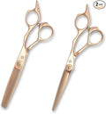 Gold Hair Shears Set for Professional Hair Cutting - Scissors and Thinning Shears - Saki Shears Tsuru
