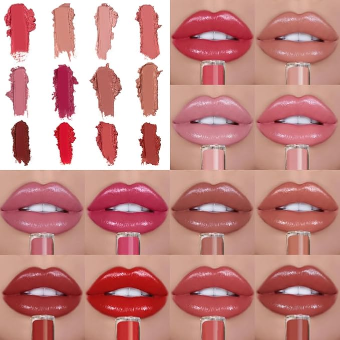 12 Color Cream Lip Gloss, 2025 New Cream Texture Lipstick Non-Stick Lip Gloss, Long Lasting Lipstick Hydrating Lip Tint Natural Non-Fading Liquid Lip Stick for Women (#7, One Size)
