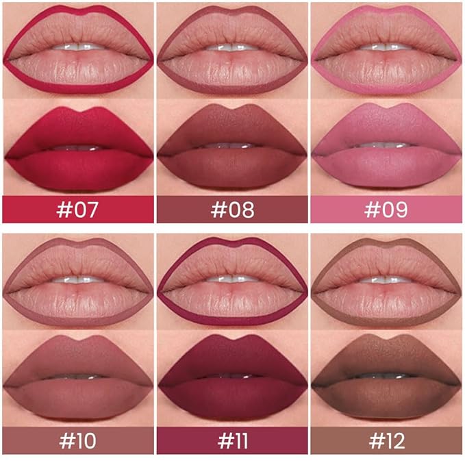 6Pcs Retractable Lipliner Pencil Waterproof Makeup for Lip Liner and Eye Liner, Smooth and Creamy, Long Lasting Matte Finish, Vegan Beauty, Matte Velvet Pigmented Lip Liner (02, 6Pcs)