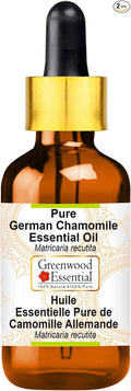 Greenwood Essential Pure German Chamomile Essential Oil (Matricaria recutita) with Glass Dropper Steam Distilled 50ml (1.69 oz)