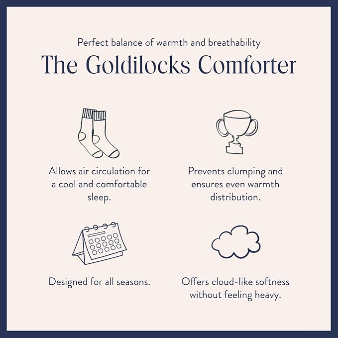 Brooklinen Lightweight Luxury Down Comforter, 100% Natural Canadian Duck Down Duvet Insert - 650 Fill Power, 100% Cotton Shell, Full/Queen Size Comforter for Warm Sleepers