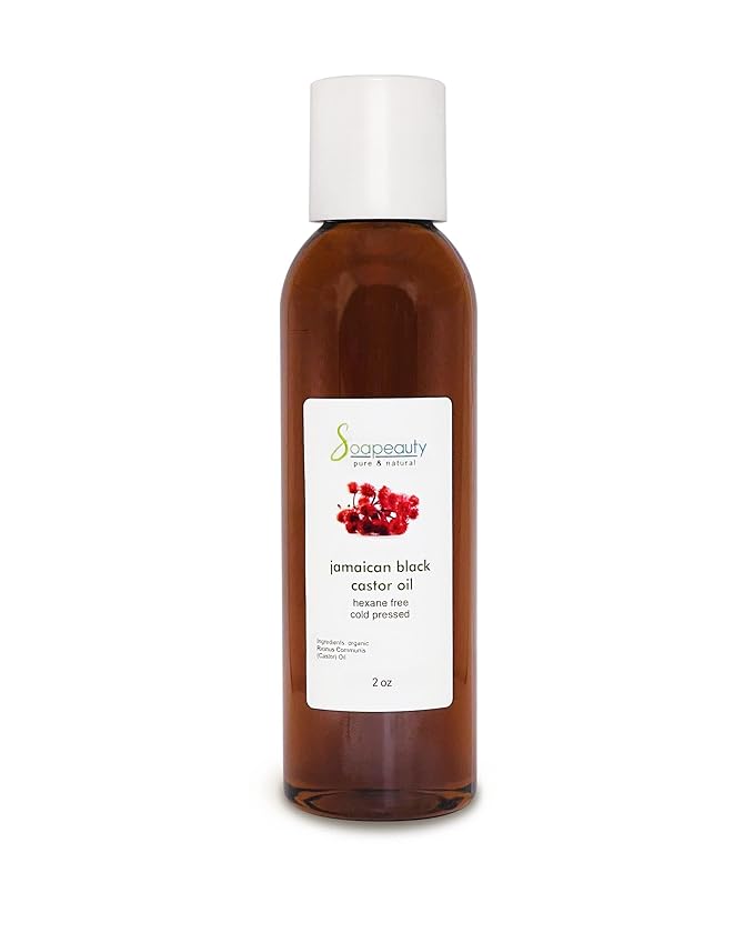 Soapeauty JAMAICAN BLACK CASTOR OIL Cold Pressed Unrefined | 100% Pure Natural Black Castor Oil Promotes Healthy Skin & Hair | Carrier Oil & Strengthens Nails | 2 fl oz