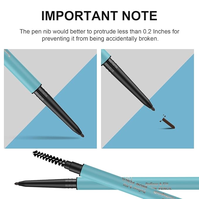 TurritopsisD Eyebrow Pencil Liner (2-Pack Auburn) Waterproof Long-Lasting Retractable Extra-slim Pen Fine-tip Built-in Brush Create Eye Brow Natural Makeup