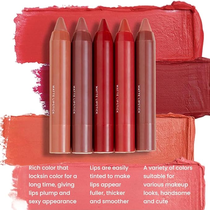 BINGBRUSH Crayon Matte Longwear Lipstick Pack Set,Moisture Smooth Color Stick Ultimate Lip Crayon for Makeup Collection - Waterproof Velvet Lipgloss (08#, 1 Count (Pack of 1))