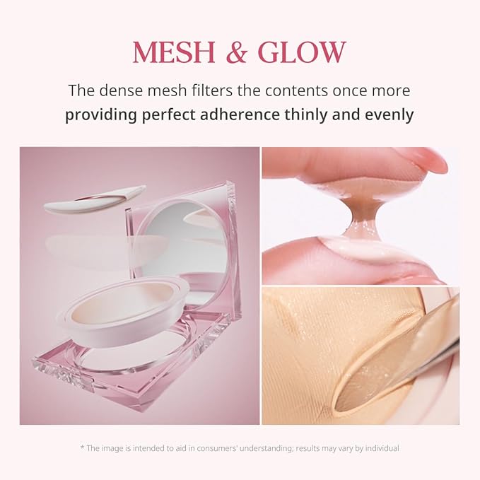CLIO Kill Cover Mesh Glow Cushion Foundation ([Refill Included] 15g*2, 21N LINEN), Glass Skin, Long-Lasting, Lightweight, Buildable Coverage, Glowy Skin Makeup