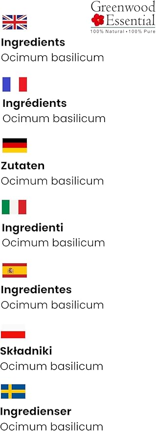 Greenwood Essential Pure Basil Essential Oil (Ocimum basilicum) Steam Distilled (Pack of Three) 100ml X 3 (10 oz)