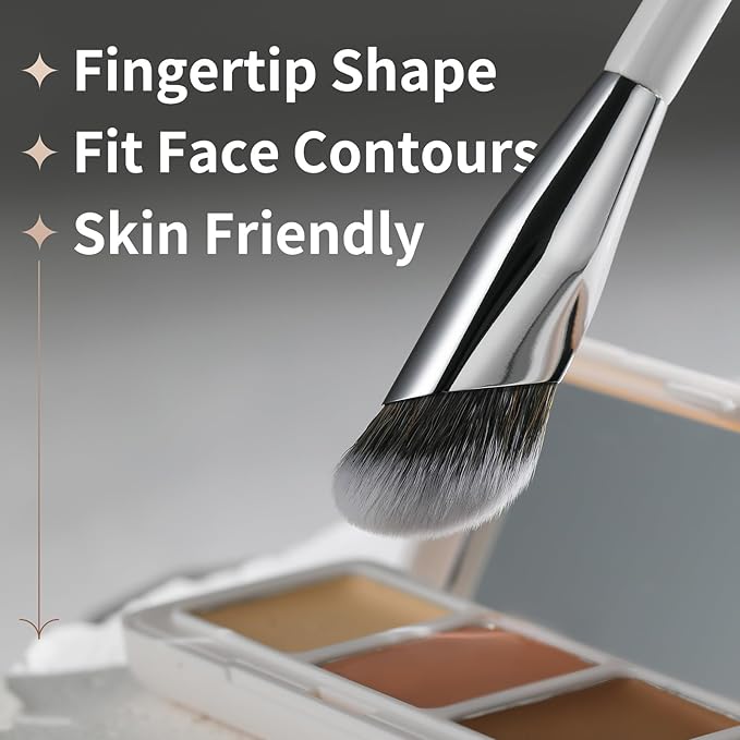 Concealer Makeup Brushes 2 PCS Angled Brushes for Liquid, Cream, Stick Concealer Foundation Nose Contour Eyeshadow Blending(193-2pcs)
