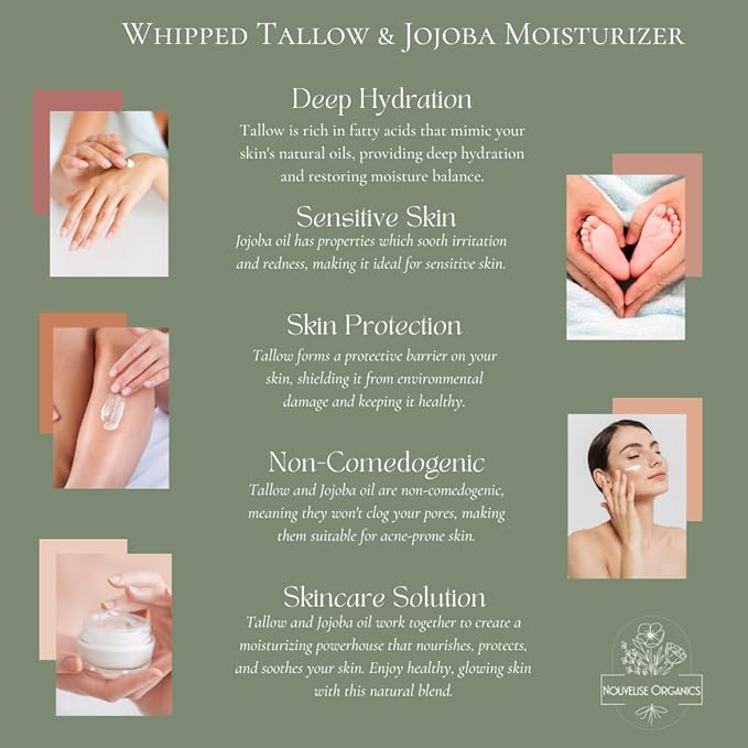 Lumberjack - Whipped Tallow Moisturizer - Cedarwood, Black Pepper, Vetiver, Juniper - 100% Natural Grass-Fed Tallow & Organic Jojoba. Chemical-Free. For Dry, Sensitive & Eczema Prone Skin.- 1.7oz