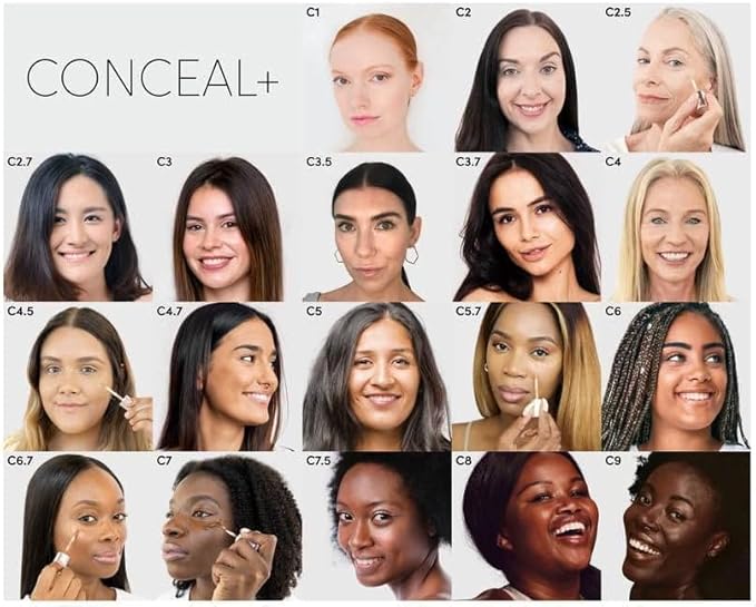 Fitglow Beauty Conceal+ | Vegan Full Coverage Concealer Skincare with Vitamin K + Green Tea | Corrects Dark Circles, Blemishes & Redness | Non-Creasing, Natural Finish | C1-6g