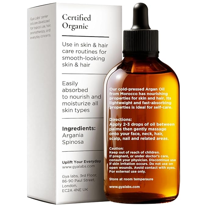 Gya Labs Argan Hair Oil - 3.4 Fl Oz - for Scalp Health, Strengthens & Protection from Damage