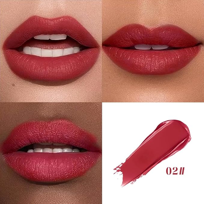 Cushion Lip Gloss Matte Lip Tint – Long-Lasting Lightweight Color, Soft Plush Applicator for Gradient Blurred Lips, Non-Sticky Velvet Finish Hydrating Lip Stain 02#–Dusty Mauve