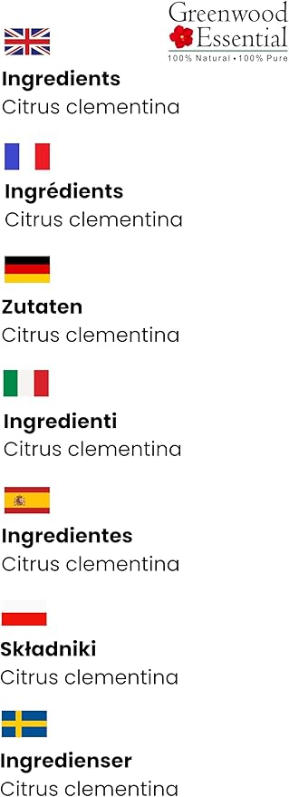 Greenwood Essential Pure Clementine Essential Oil (Citrus Clementina) with Glass Dropper Steam Distilled (Pack of Two) 100ml X 2 (6.76 oz)