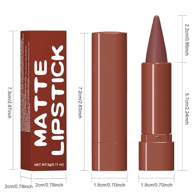 BINGBRUSH 2-in-1 Gradient Lip Liner & Lipstick Combo,Matte Longwear Waterproof Lip Pencil with Cone Tip,Smudge Proof Crayon for Flawless Ombre Contour,Women's Long Lasting Makeup Set (3#Reddish Brown)