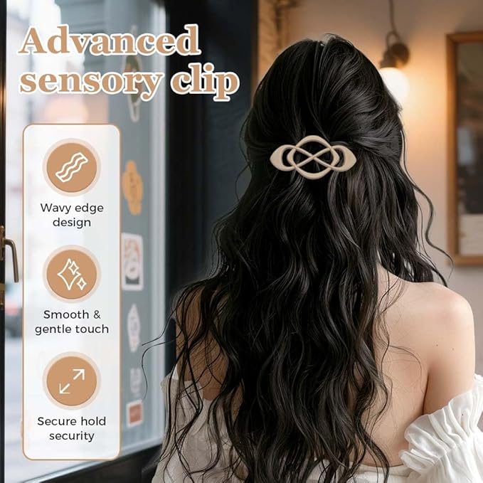 Vintage French Barrette Hair Clips, Hair Barrettes Hair Accessories for Women Girls, Elegant Retro Non Slip Clip with Classic Design Thick to Thin, Stylish Accessories Hair (Bright Black, 4PCS)