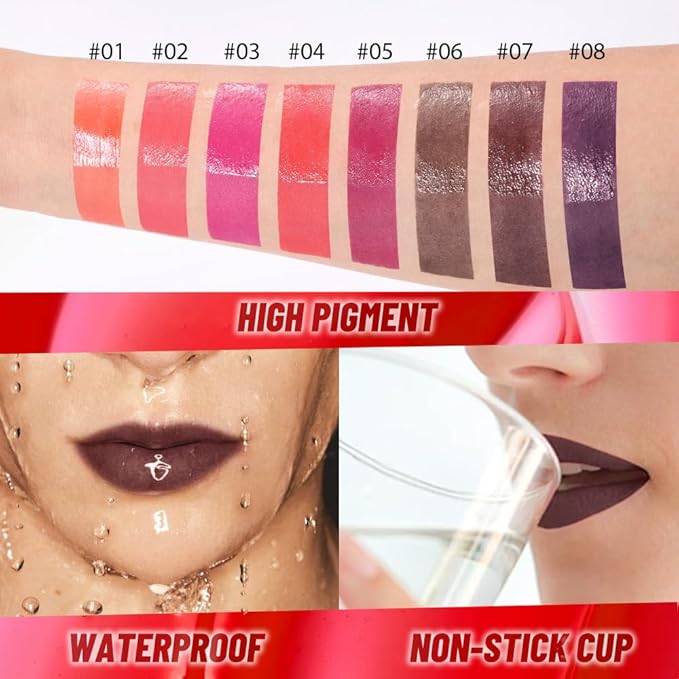 Maroon Peel off Lip Stain Lip Oil Dual Ended Combo Set with Tweezer, 2 in 1 Lips Liner Stain Oil Long Lasting Waterproof, High Pigmented Flawless Lips Tint Stick Not Faded Vegan & Cruelty-free